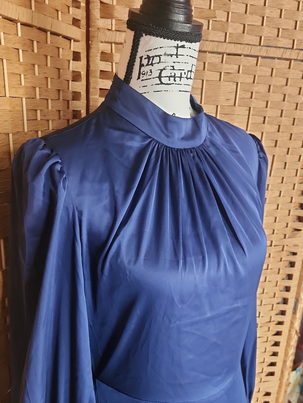 Alexia Admor, Women's Francy Long Sleeve Fit & Flare Midi Navy Blue Dress Sz 6 - Picture 3 of 10